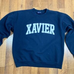 Vtg Xavier University Men’s L Crewneck Graphic Sweatshirt Navy Blue